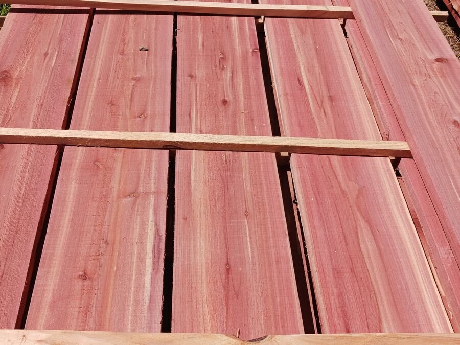Eastern red cedar boards fresh off the mill